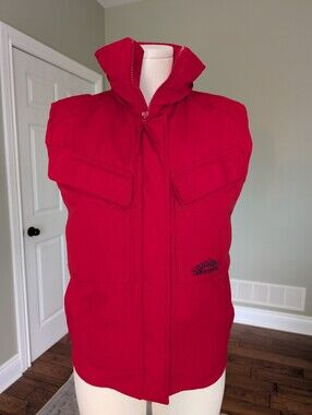 Wind River Women's Red Down Puffer Vest Hidden Hood Outdoor Hiking Size S